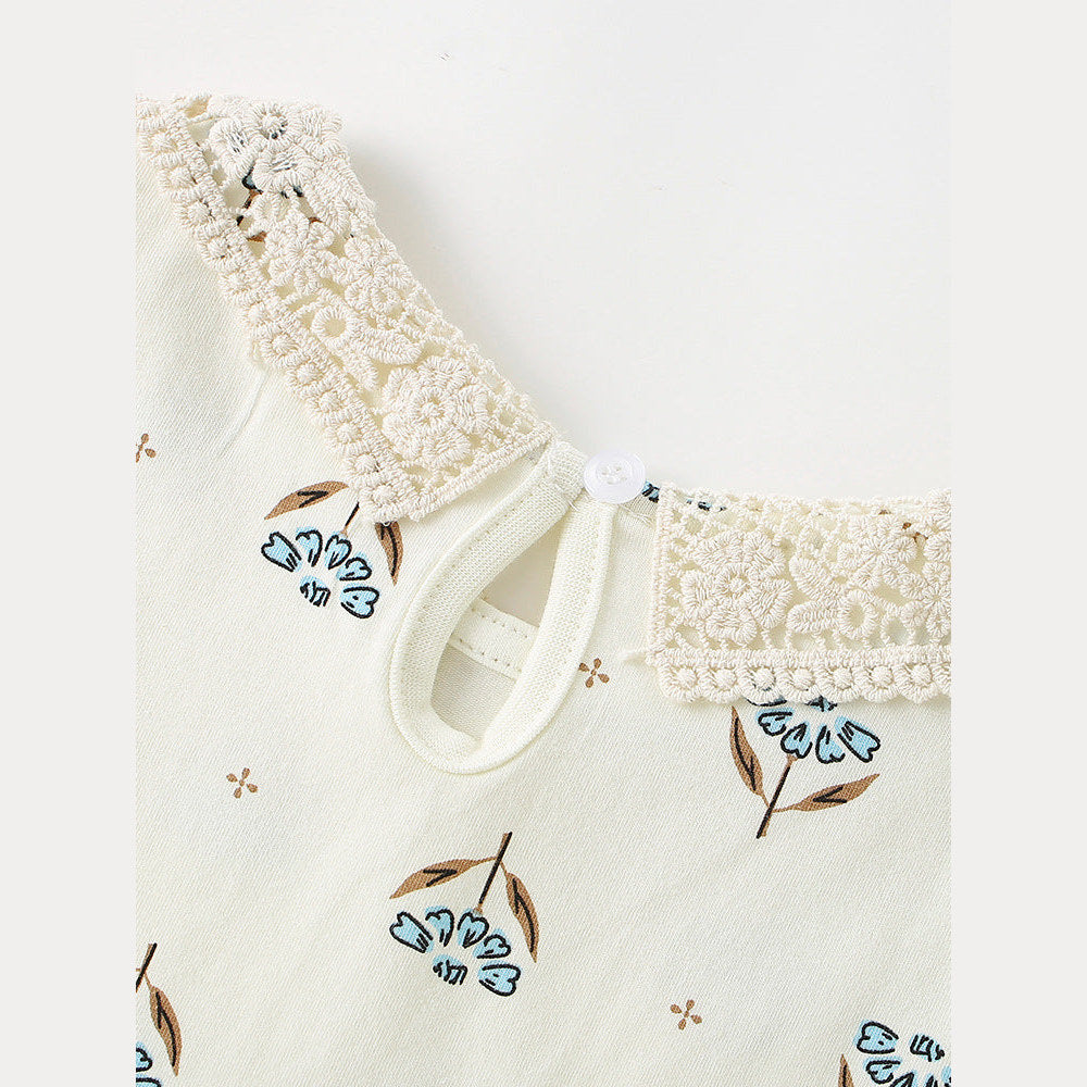 MyKids-USA® Baby Kids Girls Sleeveless Floral Pattern Hollow-out Collar Dress