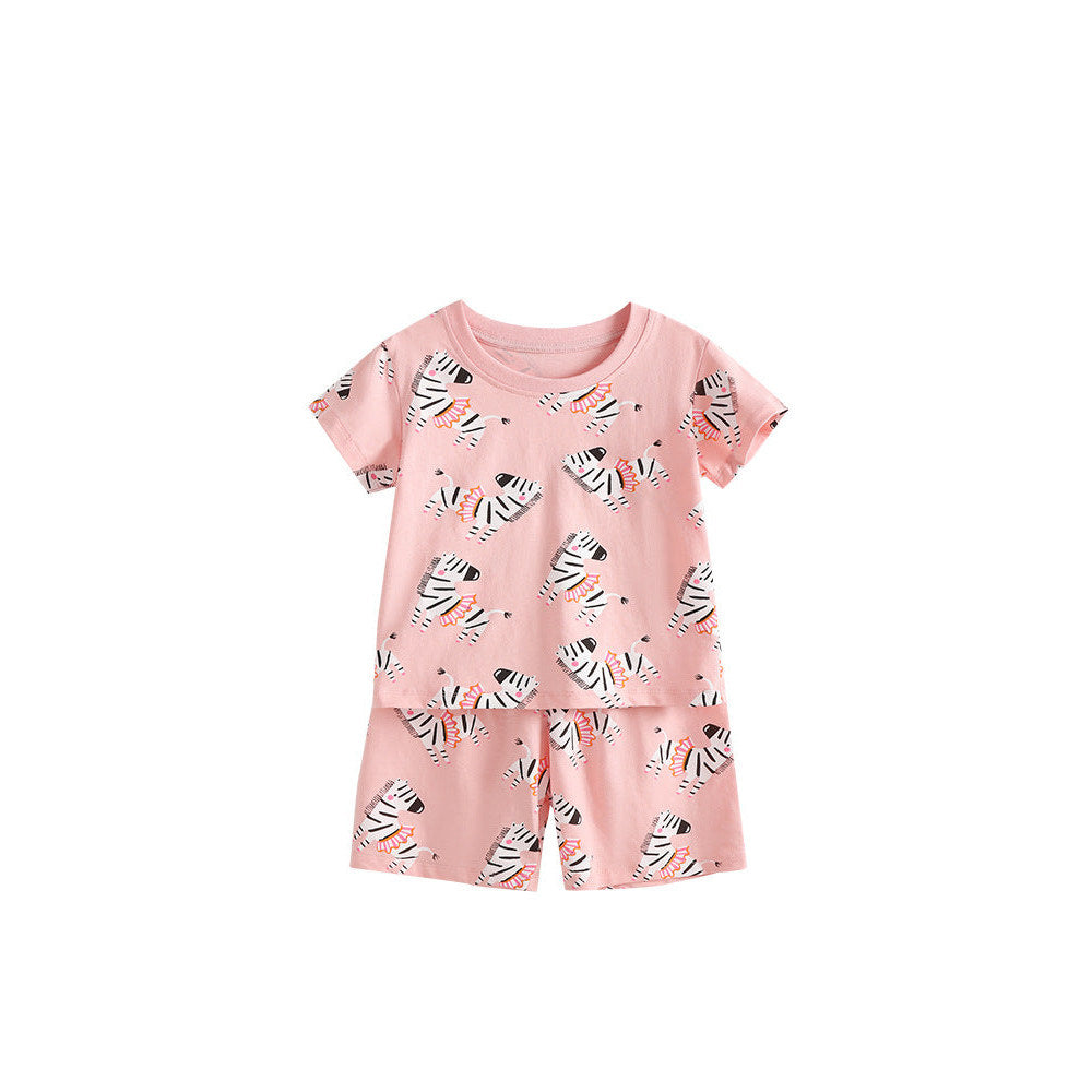 MyKids-USA® Baby Kids Girls Short Sleeves Animals Cartoon Pattern Top and Shorts Clothing Set