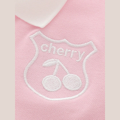 MyKids-USA® Baby Kids Girls Short Sleeves Embroidered Pattern Polo Top and Pink Skirt Clothing Set