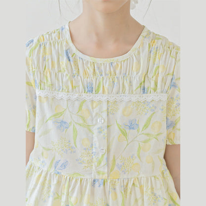 MyKids-USA® Short Sleeves Floral Design Dress for Stylish Girls