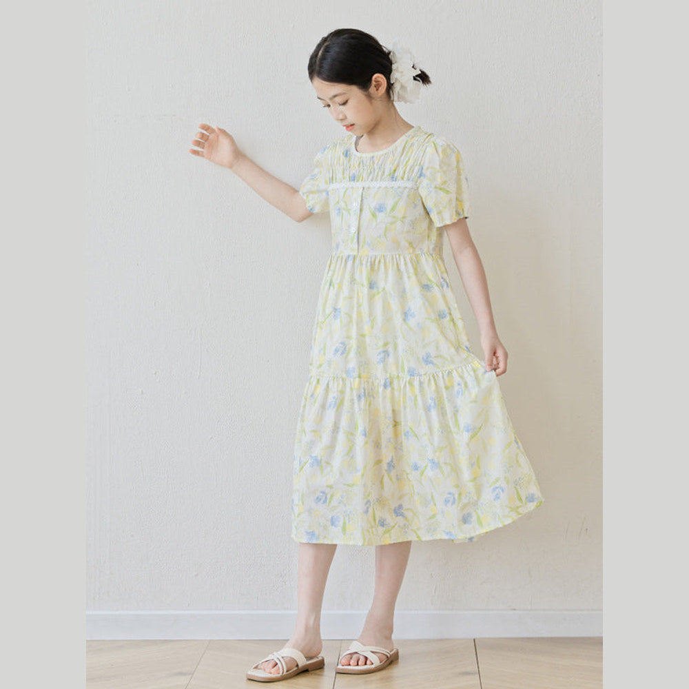 MyKids-USA® Short Sleeves Floral Design Dress for Stylish Girls