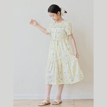 MyKids-USA® Short Sleeves Floral Design Dress for Stylish Girls