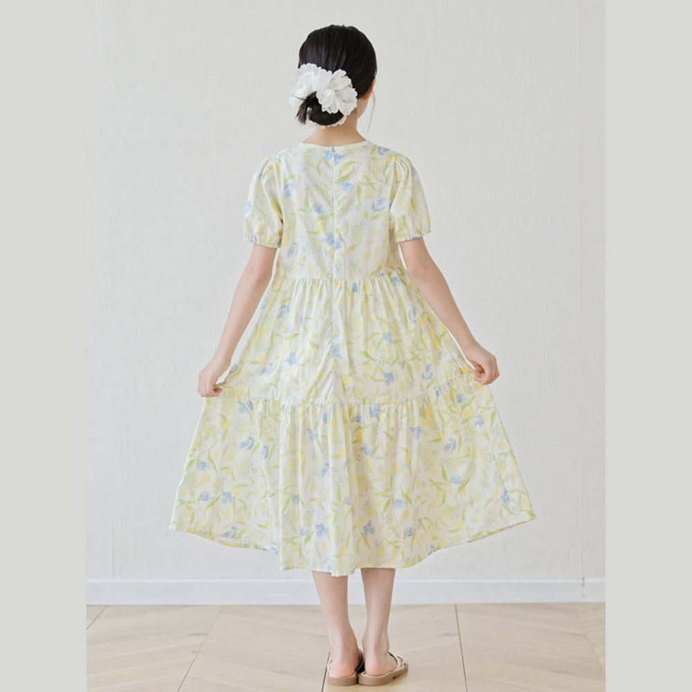 MyKids-USA® Short Sleeves Floral Design Dress for Stylish Girls