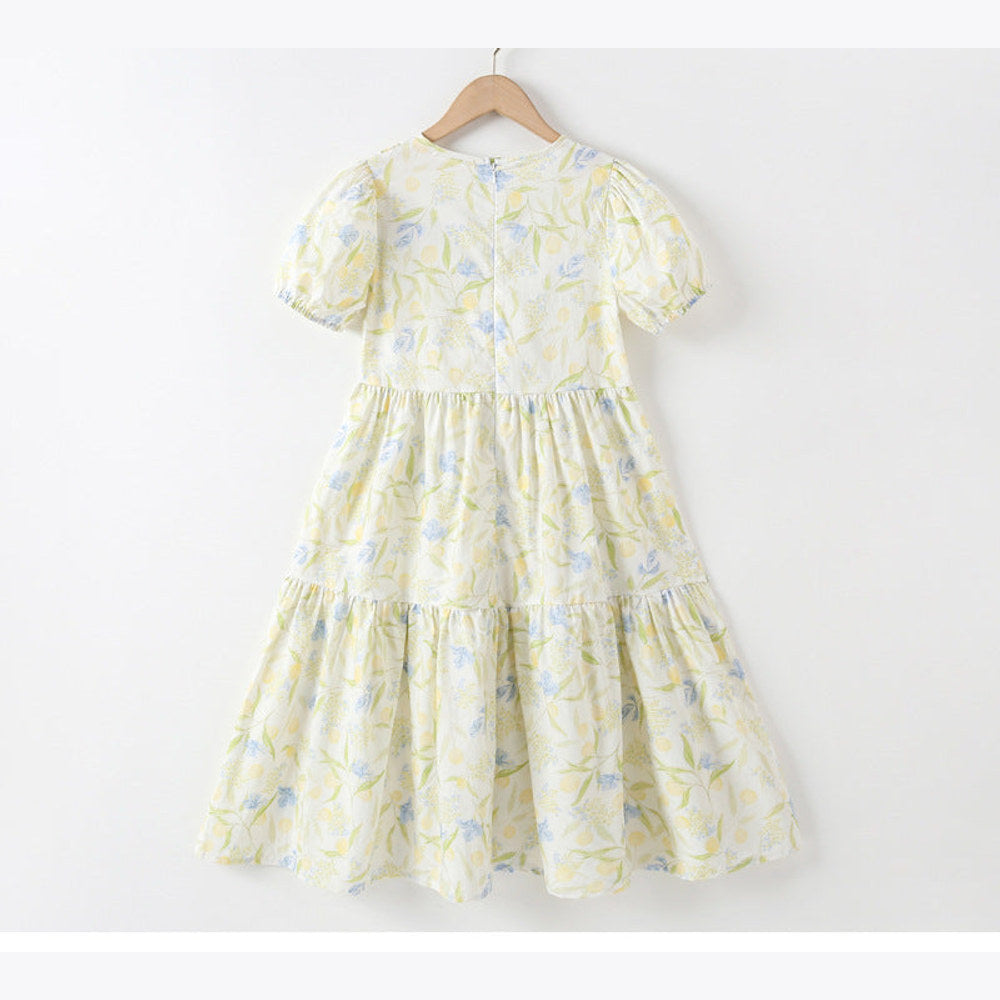 MyKids-USA® Short Sleeves Floral Design Dress for Stylish Girls