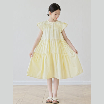MyKids-USA® Short Sleeves Patchwork Design Plain Dress for Stylish Girls