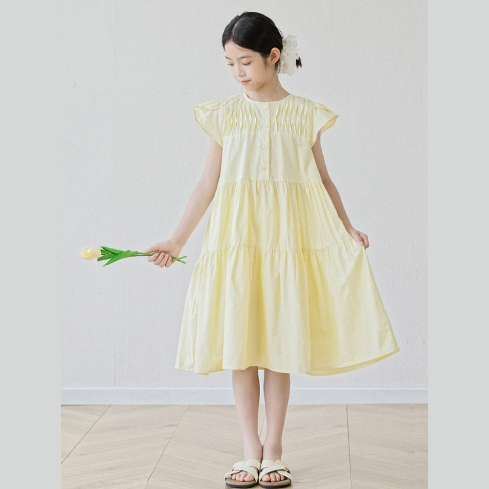 MyKids-USA® Short Sleeves Patchwork Design Plain Dress for Stylish Girls
