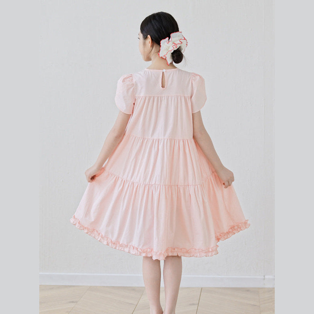 MyKids-USA® Short Sleeves Patchwork Design Plain Dress for Stylish Girls