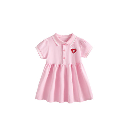 MyKids-USA® Baby Kids Girls Short Sleeves Heart Pattern Polo Dress