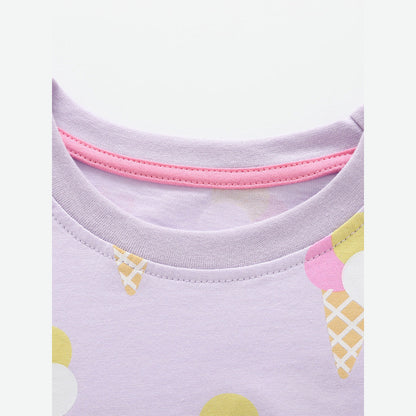 MyKids-USA® Baby Kids Girls Short Sleeves Ice-Cream Pattern Top and Shorts Clothing Set