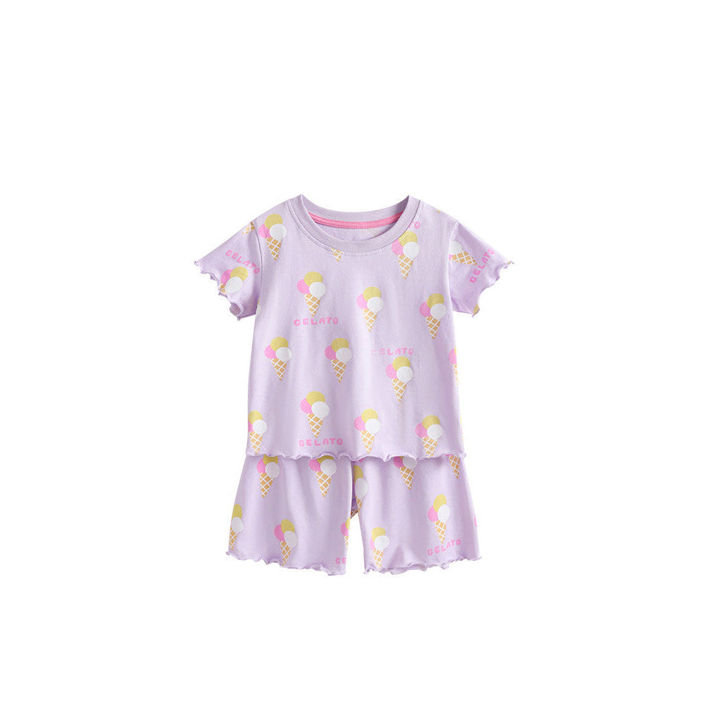 MyKids-USA® Baby Kids Girls Short Sleeves Ice-Cream Pattern Top and Shorts Clothing Set