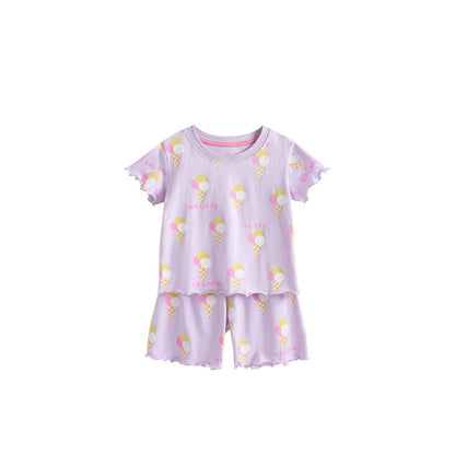 MyKids-USA® Baby Kids Girls Short Sleeves Ice-Cream Pattern Top and Shorts Clothing Set