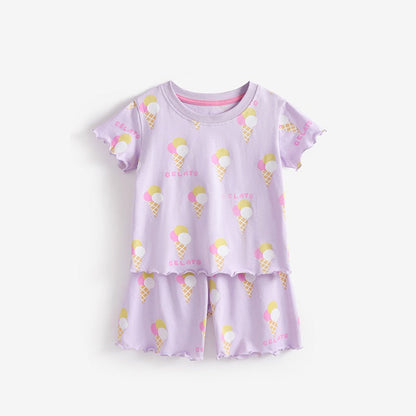 MyKids-USA® Baby Kids Girls Short Sleeves Ice-Cream Pattern Top and Shorts Clothing Set