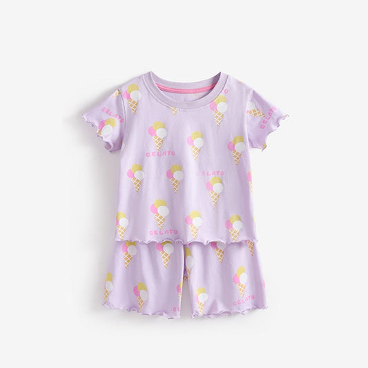MyKids-USA® Baby Kids Girls Short Sleeves Ice-Cream Pattern Top and Shorts Clothing Set