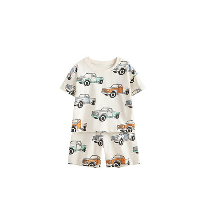 MyKids-USA® Baby Kids Boys Short Sleeves Cartoon Pattern T-shirt and Shorts Clothing Set