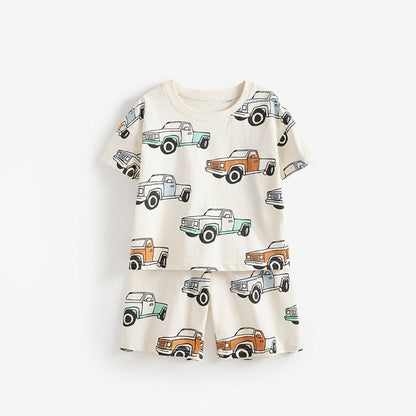 MyKids-USA® Baby Kids Boys Short Sleeves Cartoon Pattern T-shirt and Shorts Clothing Set