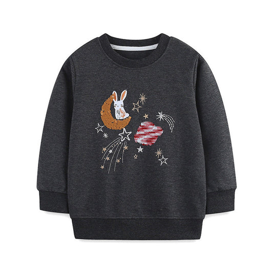 MyKids-USA® Sequins Cartoon Pattern Long Sleeves Pullover for Stylish Girls