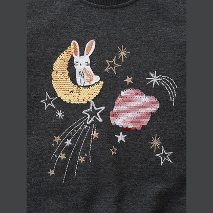 MyKids-USA® Sequins Cartoon Pattern Long Sleeves Pullover for Stylish Girls
