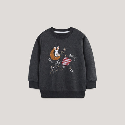 MyKids-USA® Sequins Cartoon Pattern Long Sleeves Pullover for Stylish Girls