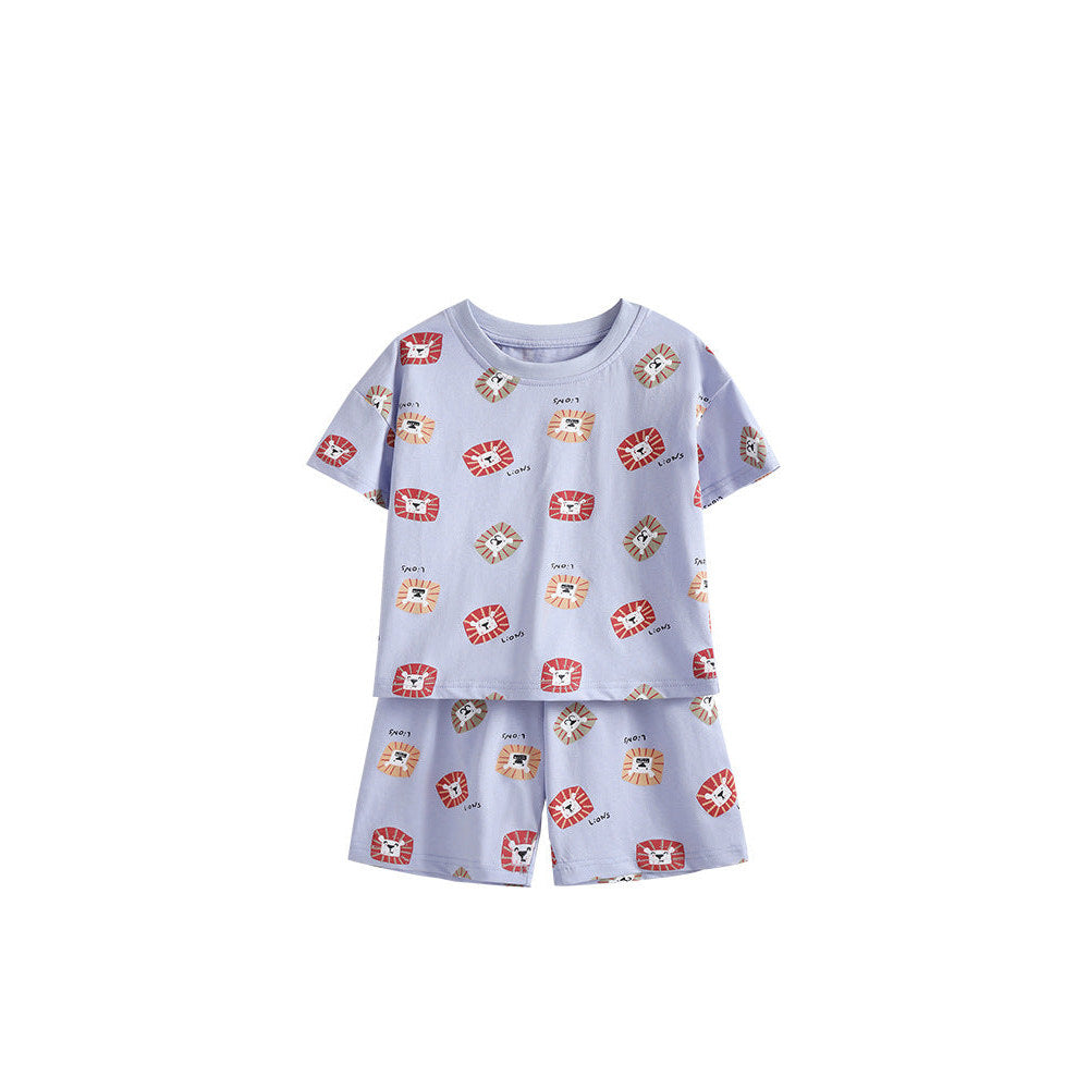 MyKids-USA® Baby Kids Boys Short Sleeves Lions Pattern T-shirt and Shorts Clothing Set