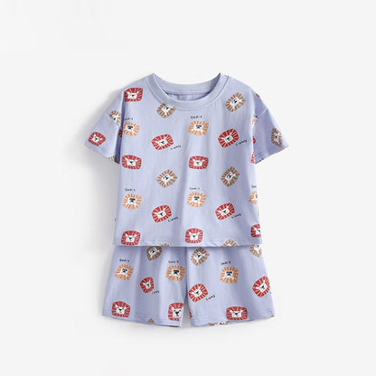MyKids-USA® Baby Kids Boys Short Sleeves Lions Pattern T-shirt and Shorts Clothing Set