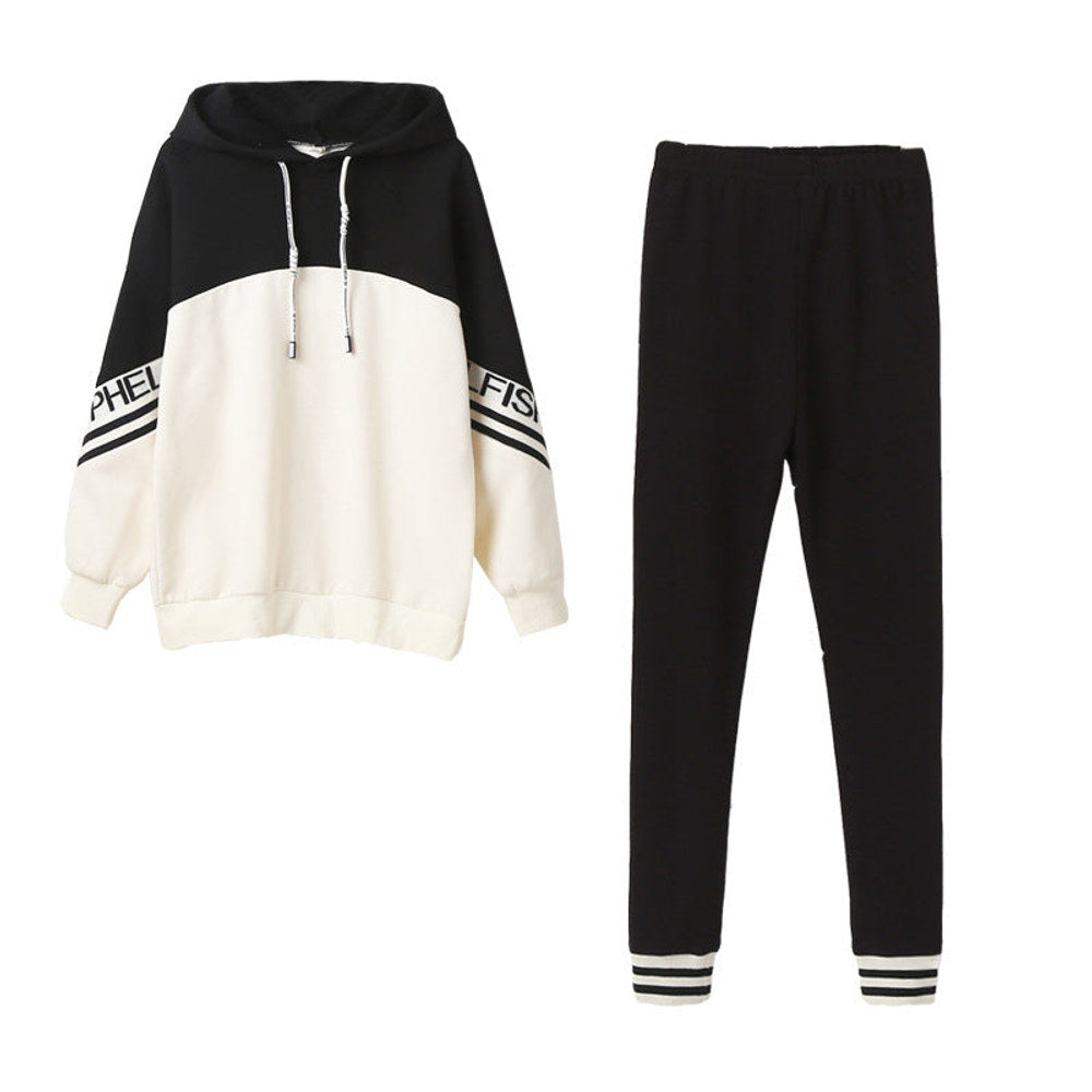 MyKids-USA® Kids Girls Long Sleeves Color Patchwork Hoodie and Black Pants Sets