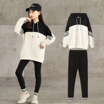 MyKids-USA® Kids Girls Long Sleeves Color Patchwork Hoodie and Black Pants Sets