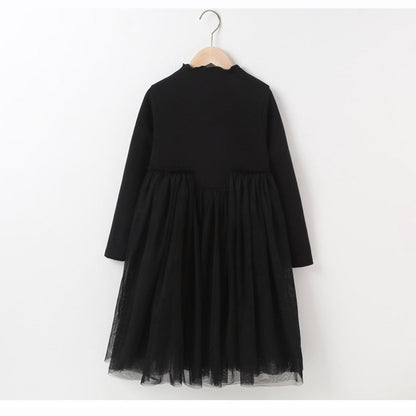 MyKids-USA® Long Sleeves Patchwork Design Plain Dress for Stylish Girls