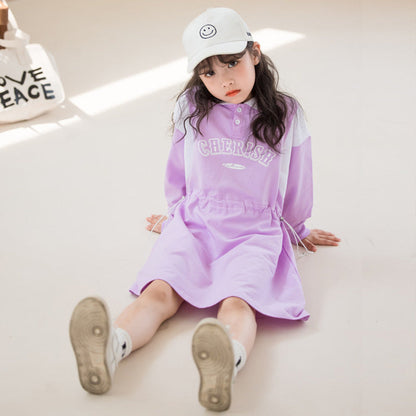 MyKids-USA® Long Sleeves Letters Pattern Sporty Dress for Stylish Girls