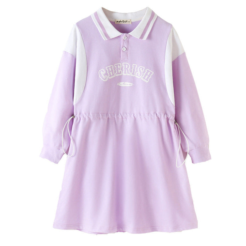 MyKids-USA® Long Sleeves Letters Pattern Sporty Dress for Stylish Girls