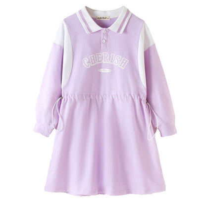MyKids-USA® Long Sleeves Letters Pattern Sporty Dress for Stylish Girls