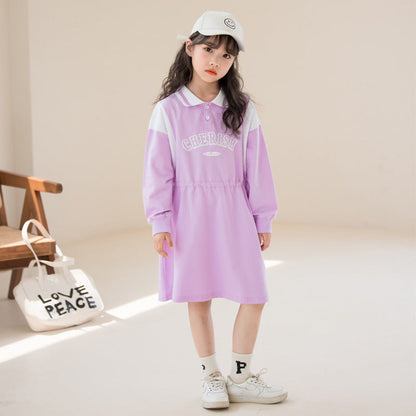 MyKids-USA® Long Sleeves Letters Pattern Sporty Dress for Stylish Girls