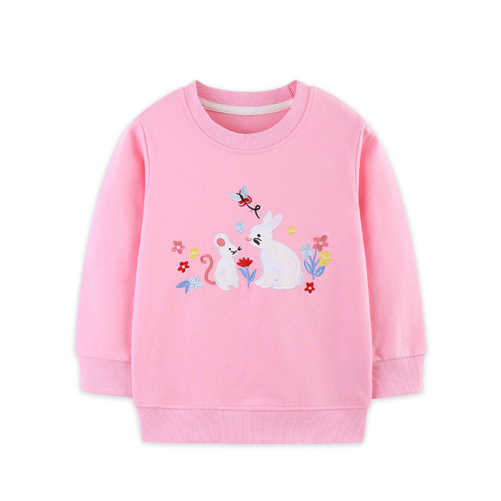 MyKids-USA® Rabbits Cartoon Pattern Long Sleeves Pullover for Stylish Girls