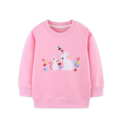 MyKids-USA® Rabbits Cartoon Pattern Long Sleeves Pullover for Stylish Girls