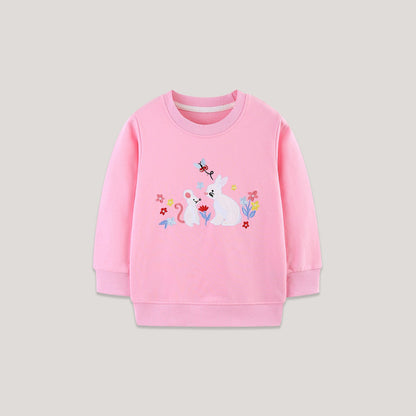 MyKids-USA® Rabbits Cartoon Pattern Long Sleeves Pullover for Stylish Girls
