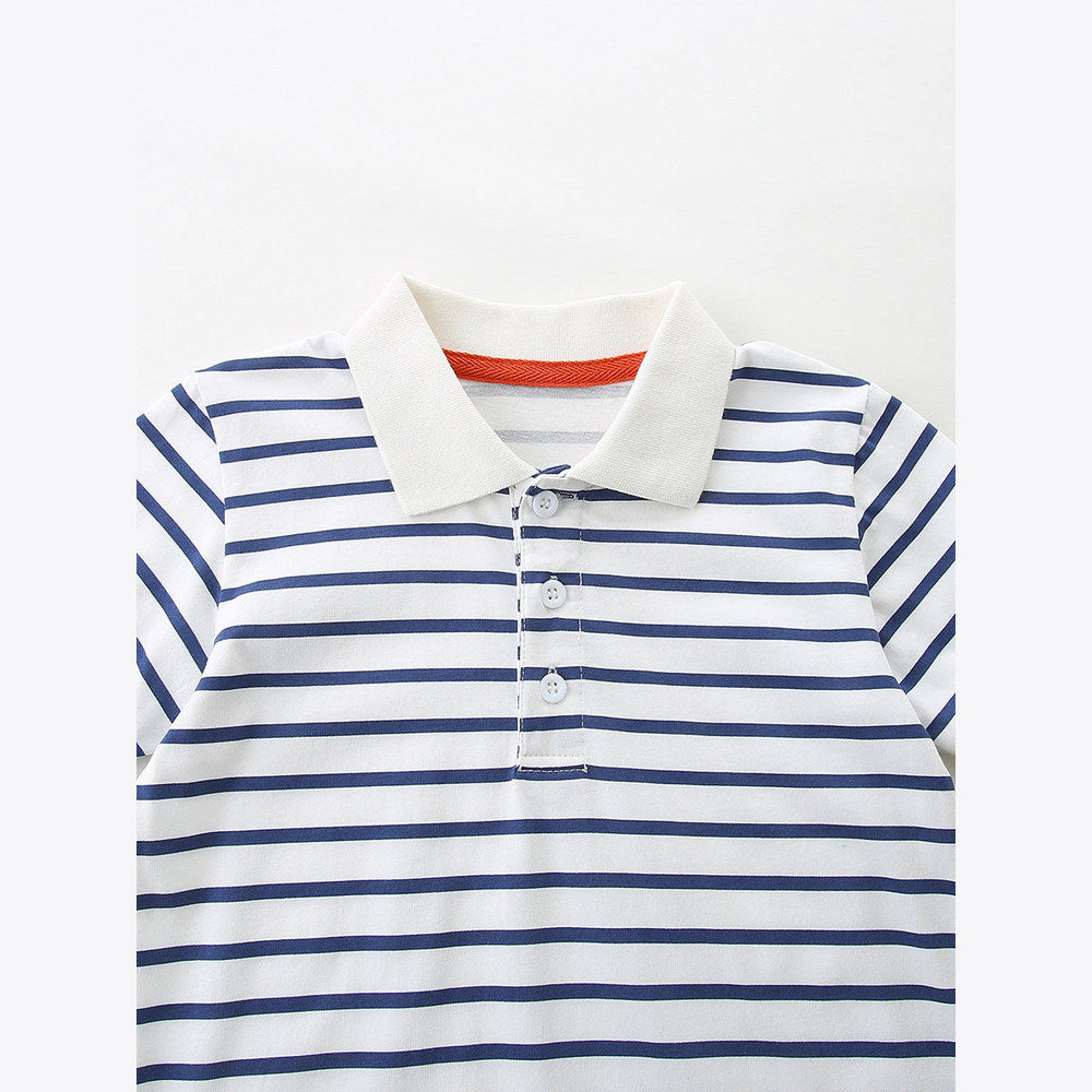 MyKids-USA® Baby Kids Boys Short Sleeves Striped Pattern Polo Shirt and Shorts Clothing Set