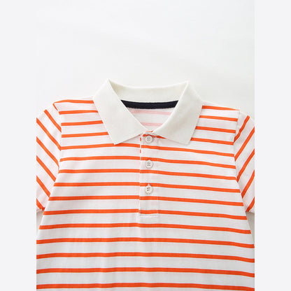 MyKids-USA® Baby Kids Boys Short Sleeves Striped Pattern Polo Shirt and Plain Shorts Clothing Set