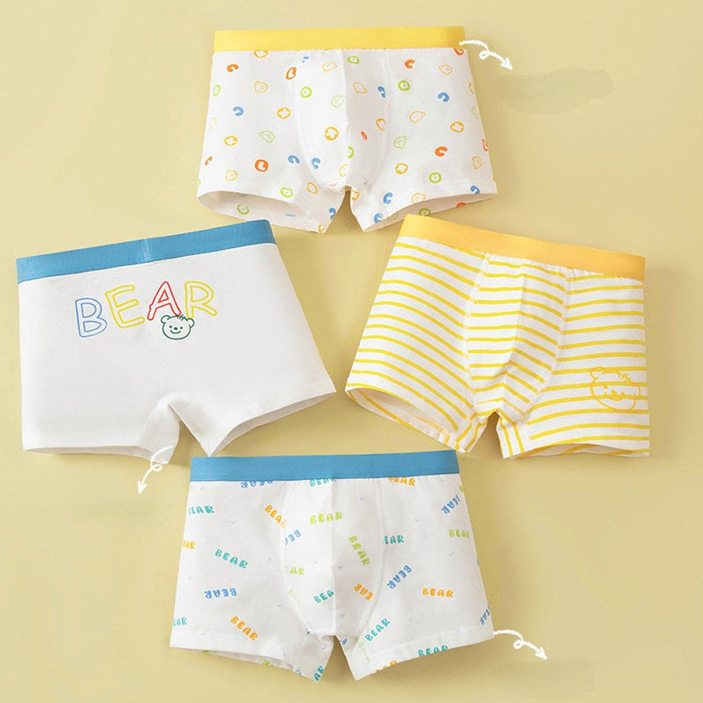 MyKids-USA® Boys’ Animals Cartoon Printed Boxer Brief Breathable Underwear Set