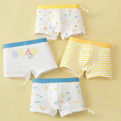 MyKids-USA® Boys’ Animals Cartoon Printed Boxer Brief Breathable Underwear Set