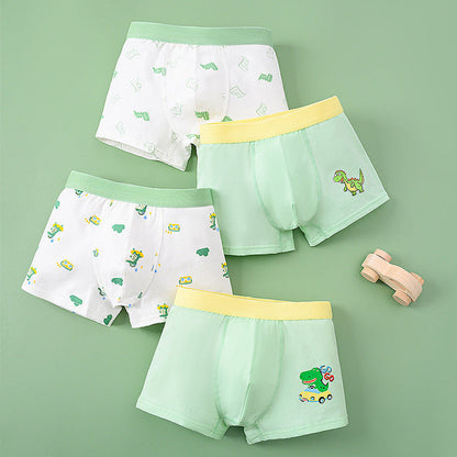 MyKids-USA® Boys’ Animals Cartoon Printed Boxer Brief Breathable Underwear Set