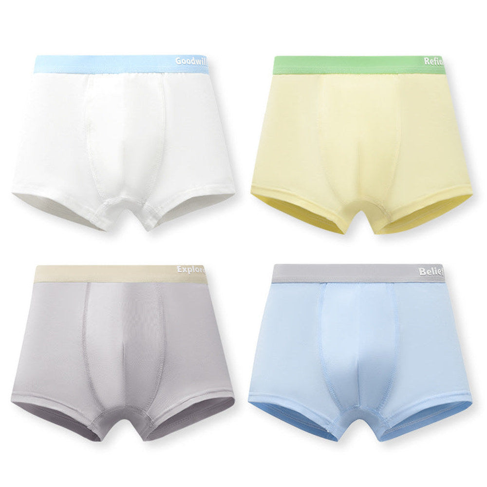 MyKids-USA® Boys’ Color Patchwork Letters Pattern Boxer Brief Breathable Underwear Set