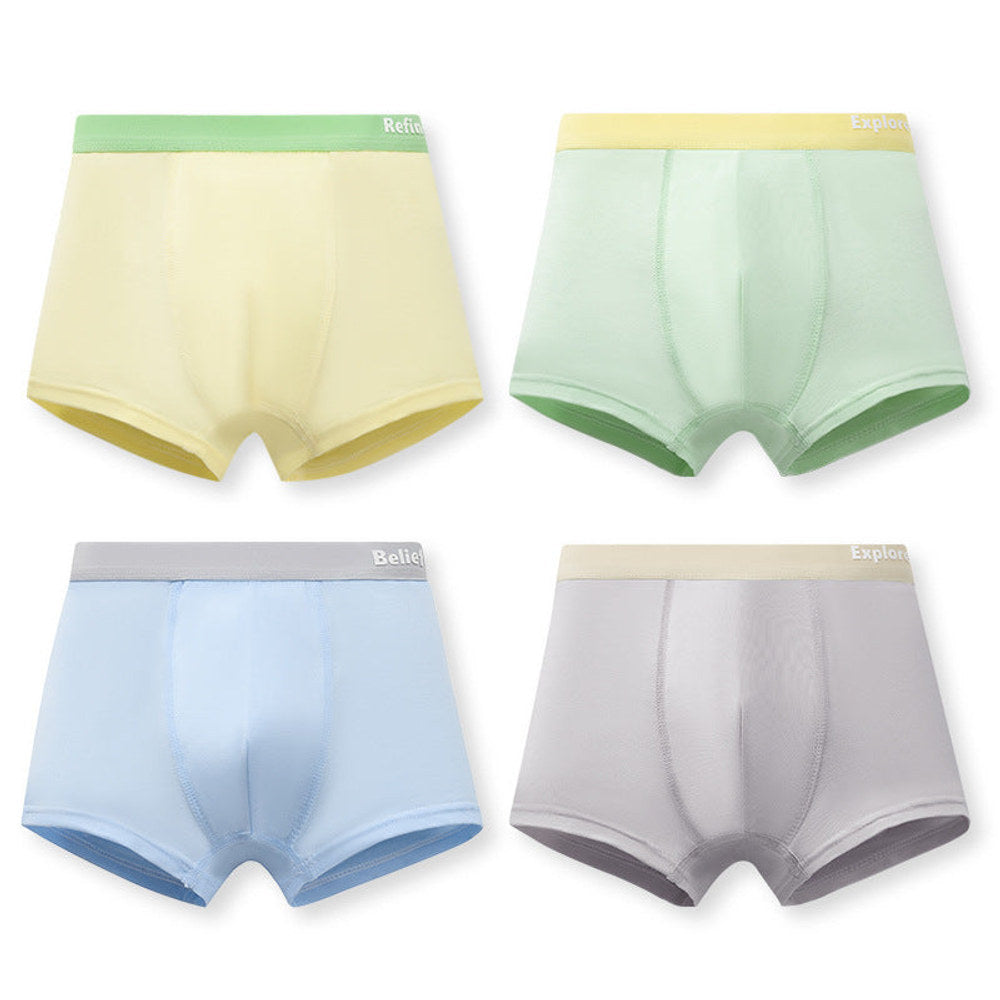 MyKids-USA® Boys’ Color Patchwork Letters Pattern Boxer Brief Breathable Underwear Set
