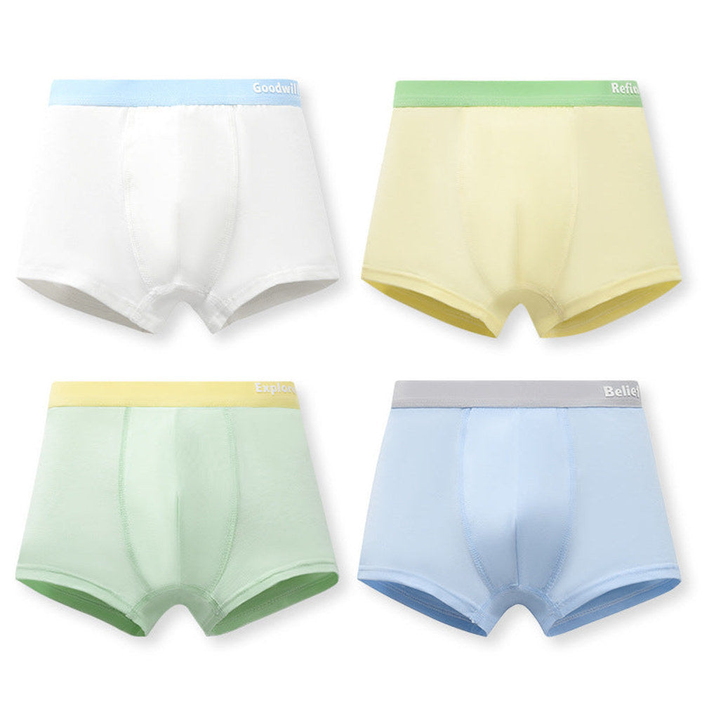 MyKids-USA® Boys’ Color Patchwork Letters Pattern Boxer Brief Breathable Underwear Set