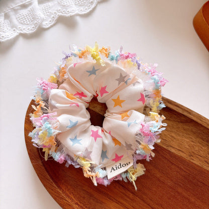 MyKids-USA® Collection of 3 Pieces Geometric Pattern Fabric Hair Ties