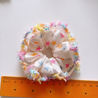 MyKids-USA® Collection of 3 Pieces Geometric Pattern Fabric Hair Ties