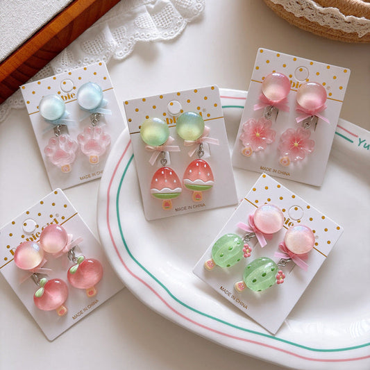 MyKids-USA® Transparent Fruit Earrings for Girls Set