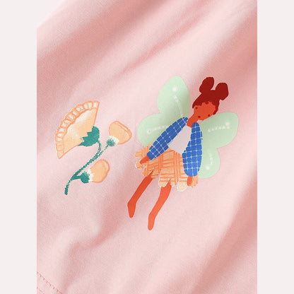MyKids-USA® Baby Kids Girls Short Sleeves Flowers and Cartoon Pattern Dress