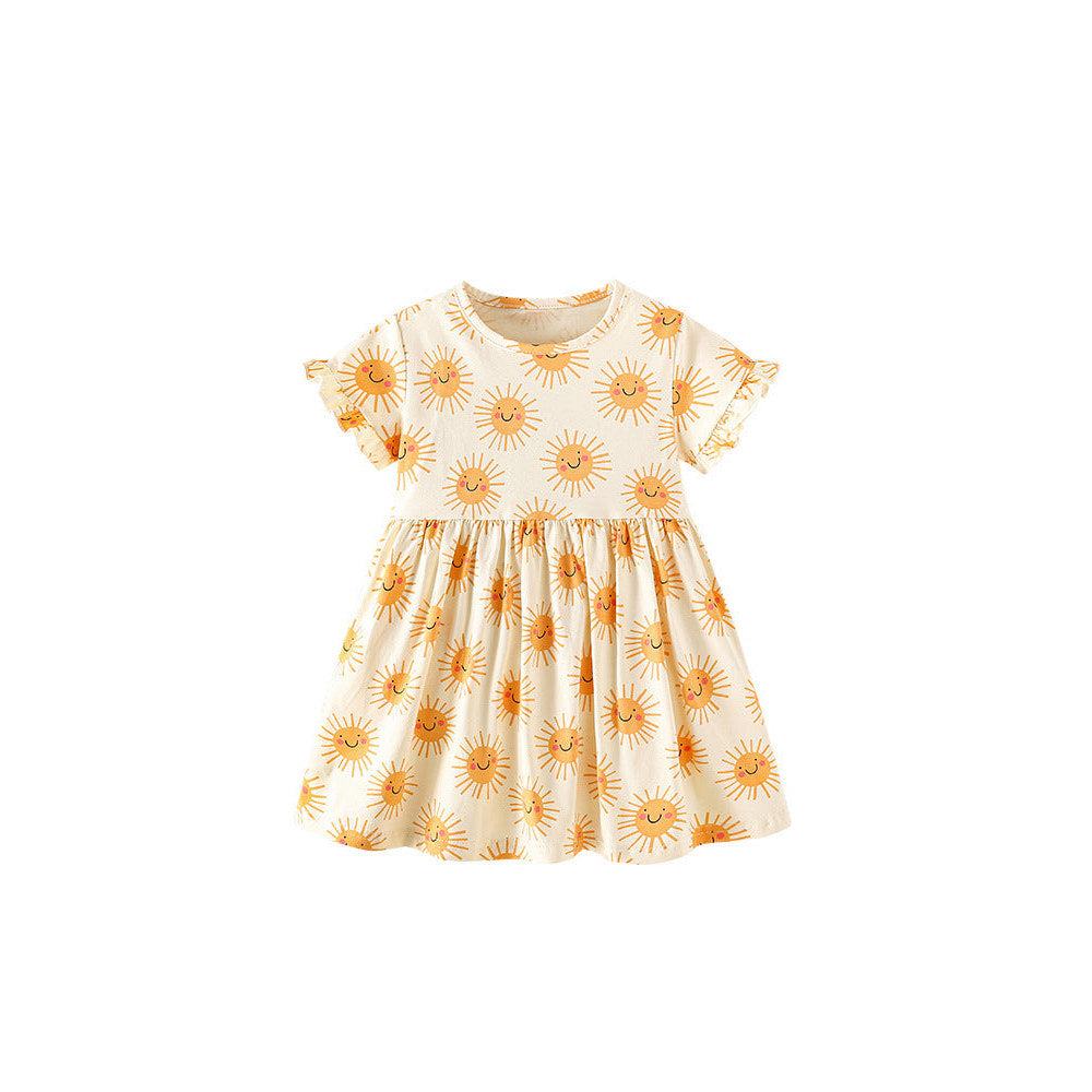 MyKids-USA® Baby Kids Girls Short Sleeves Cartoon Pattern Dress