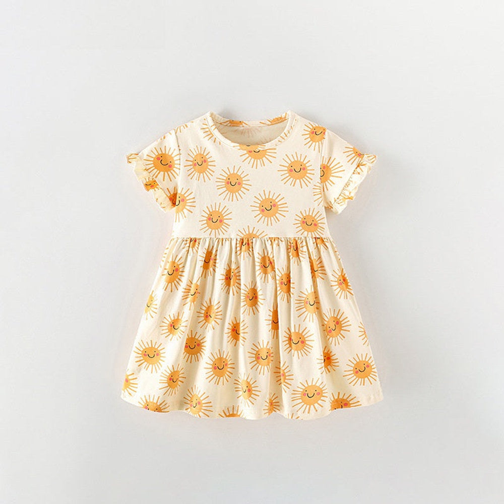 MyKids-USA® Baby Kids Girls Short Sleeves Cartoon Pattern Dress