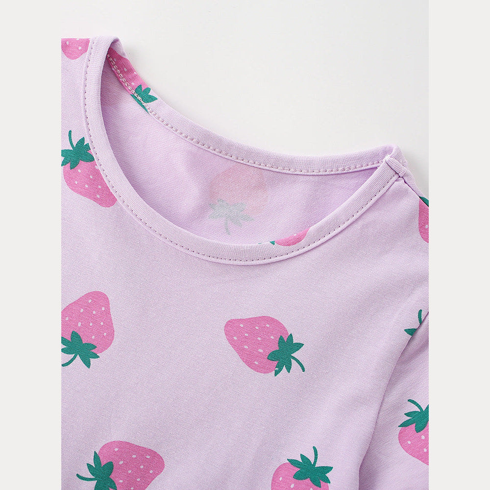 MyKids-USA® Baby Kids Girls Short Sleeves Cute Strawberry Pattern Dress