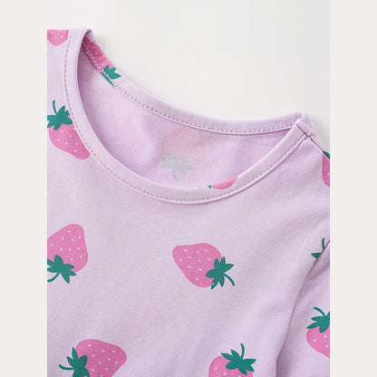 MyKids-USA® Baby Kids Girls Short Sleeves Cute Strawberry Pattern Dress